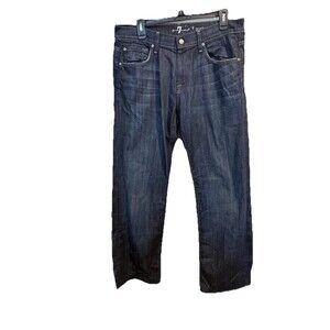 7 For All Mankind Austyn Relaxed Straight Leg Denim Jeans Blue Sz‎ 32